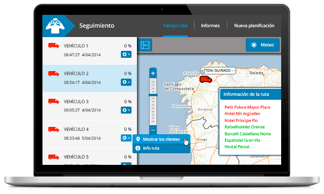 Control of vehicles and routes in real time